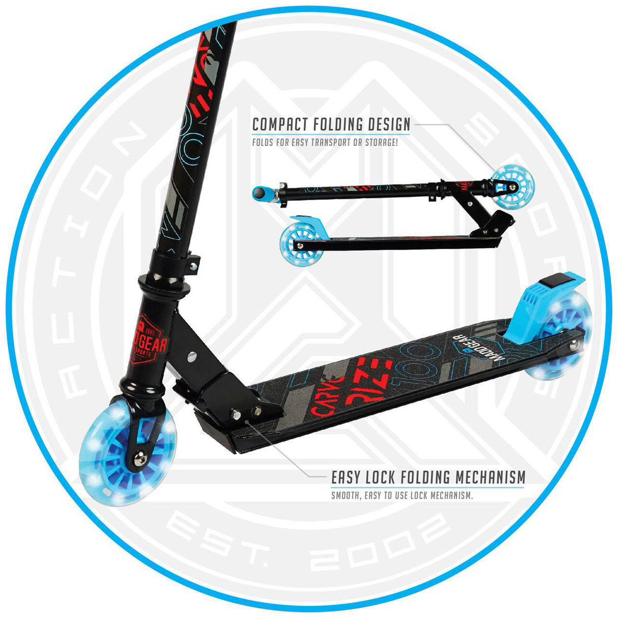 Madd Gear Carve Rize Folding Scooter - Black/Blue