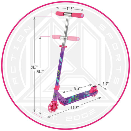 Madd Gear Carve Rize Folding Scooter - Purple/Pink