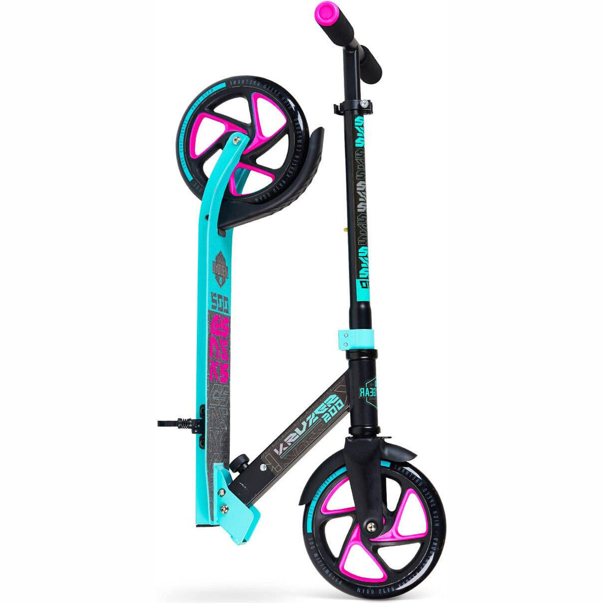 Madd Gear Carve Kruzer 200 Folding Scooter - Teal/Pink