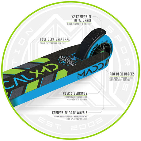 Madd Kick Mini Pro Rascal III Stunt Scooter - Blue/Lime