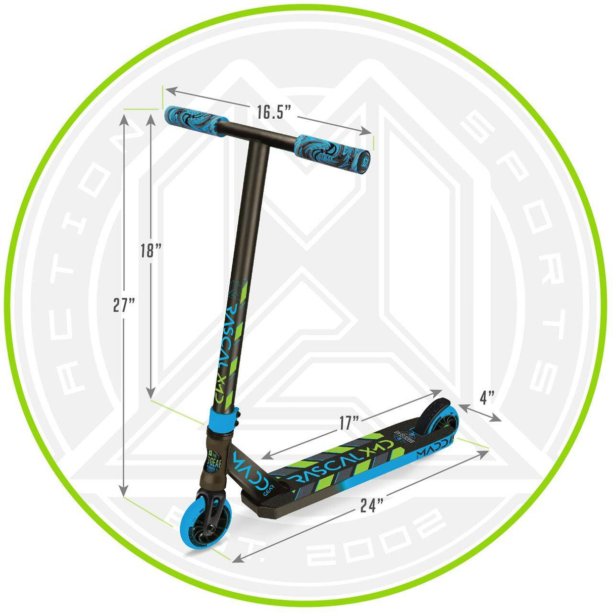 Madd Kick Mini Pro Rascal III Stunt Scooter - Red/Blue