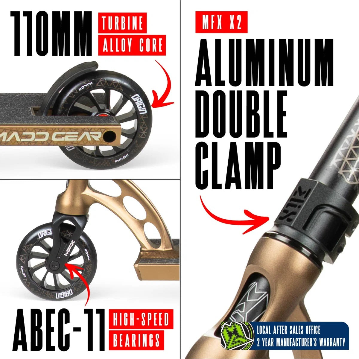 MGP VX Origin IV 550 Pro Stunt Scooter - Antique Brass