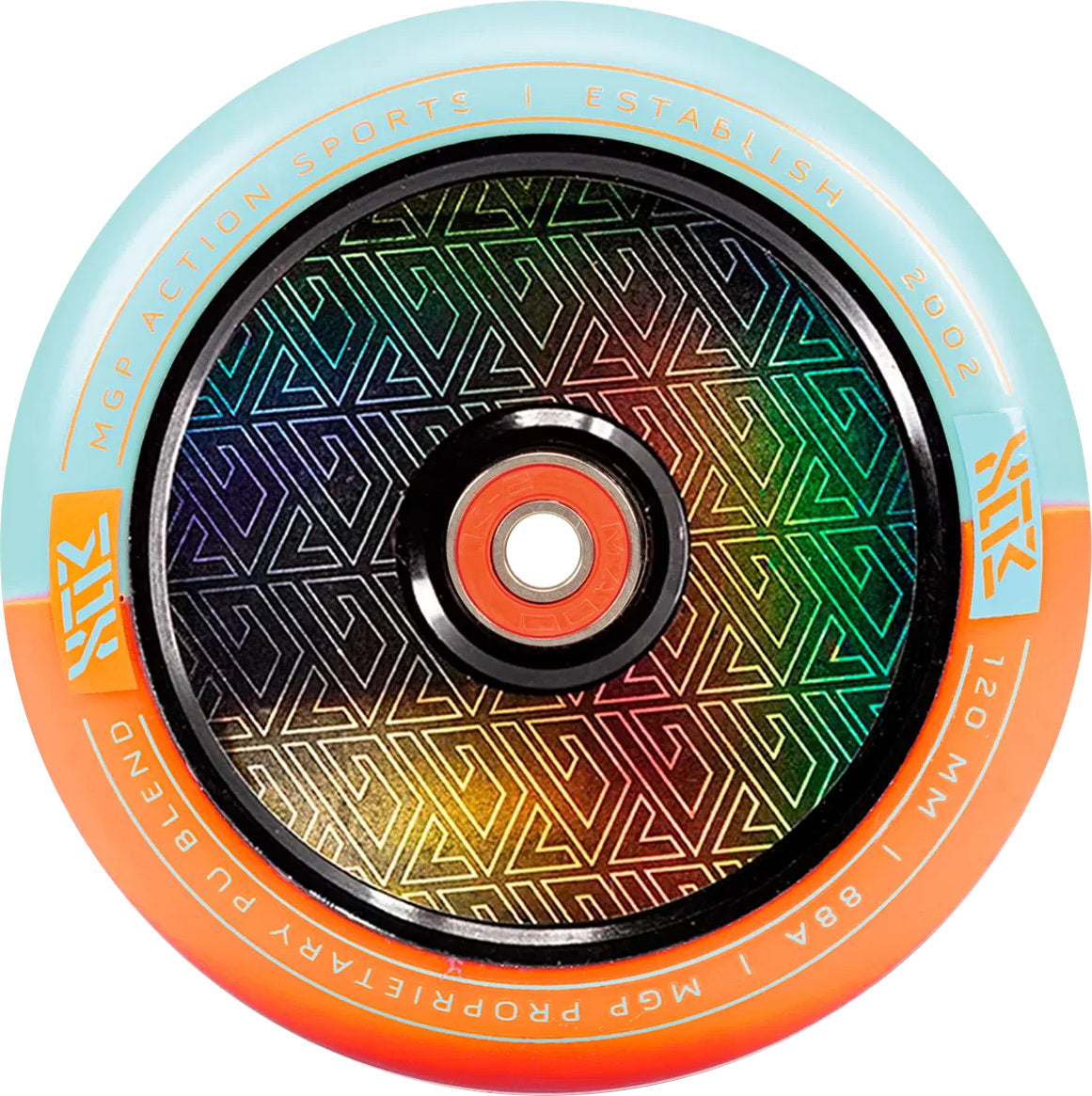 MGP MFX Corrupt Core 120mm Scooter Wheel - Orange/Teal