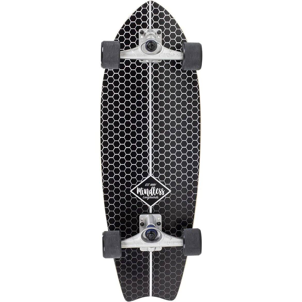 Mindless Surf Skate Fish Tail Complete Cruiser Skateboard - Black 29.5''