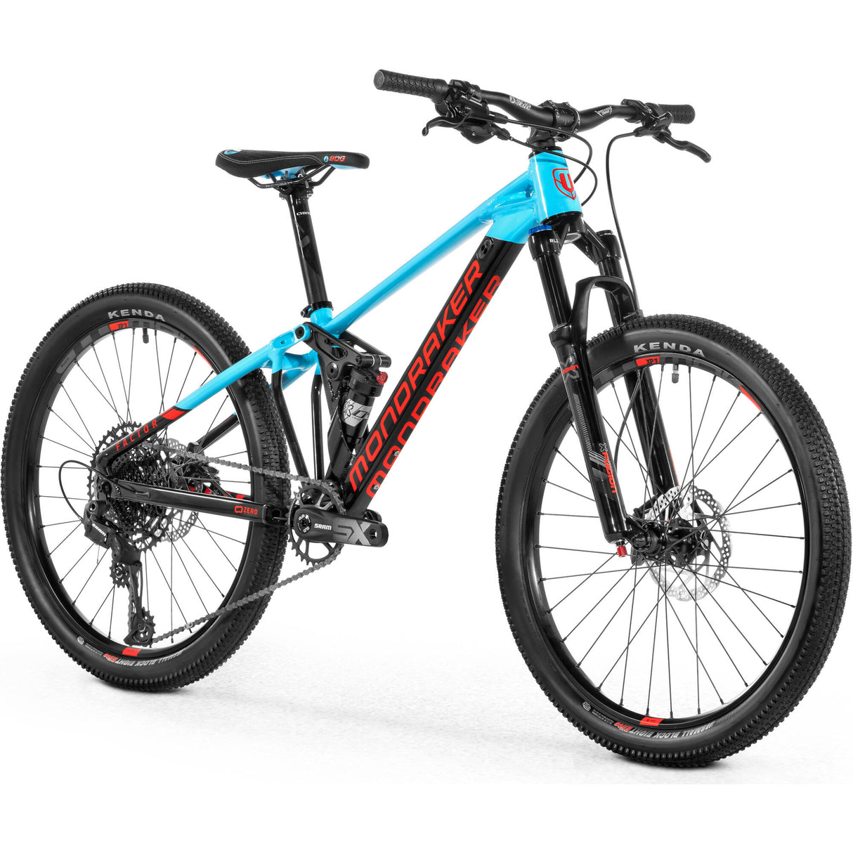 Mondraker Kids Factor 24'' 2021 Mountain Bike - Gloss Black/Gloss Light Blue/Flame Red