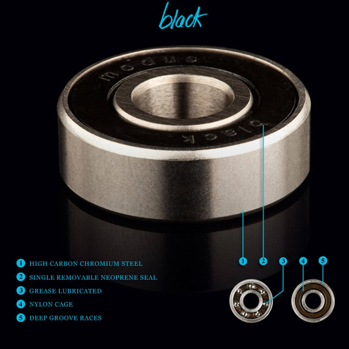 Modus Black Skateboard Bearings