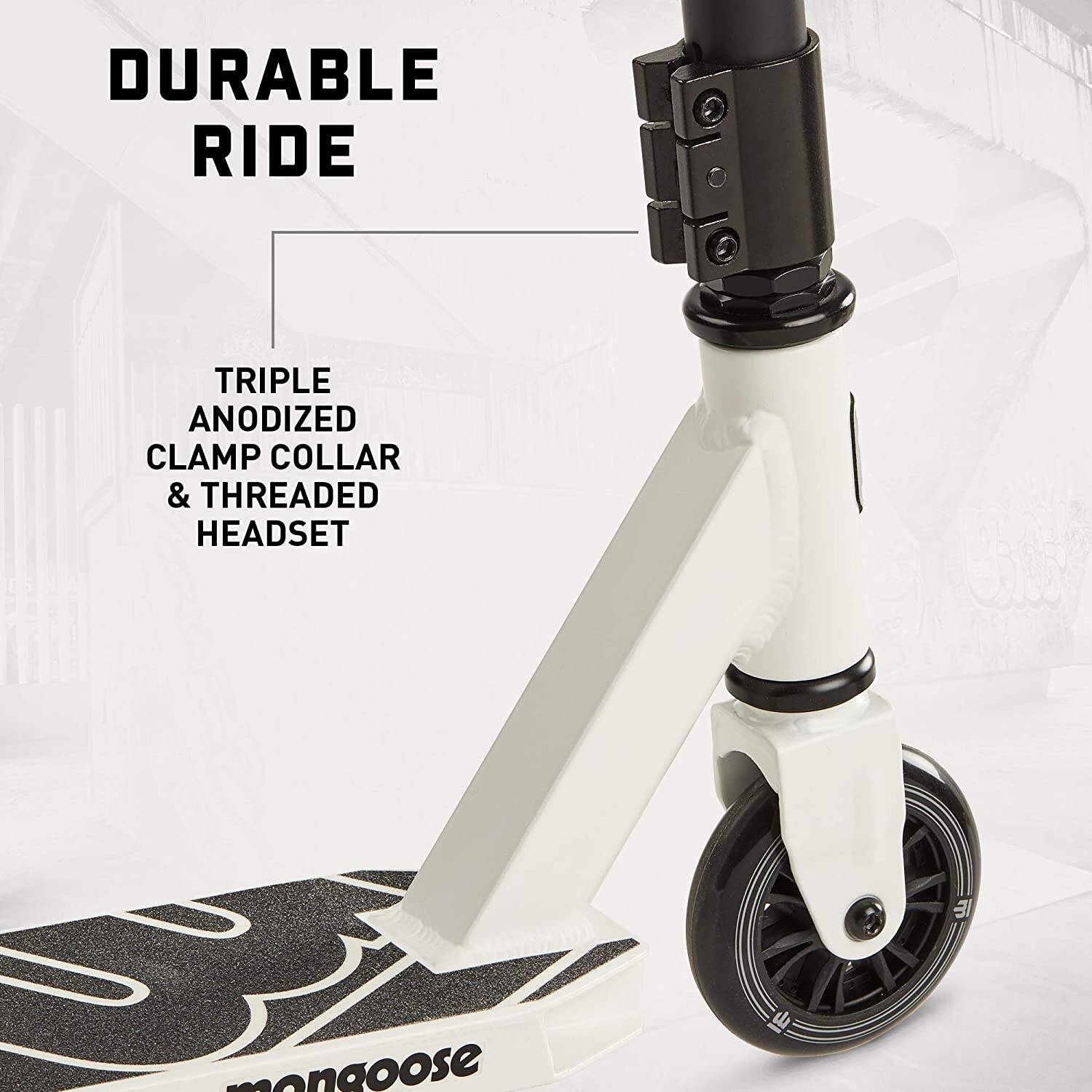 Mongoose Rise 100 Freestyle Stunt Scooter - White/Red