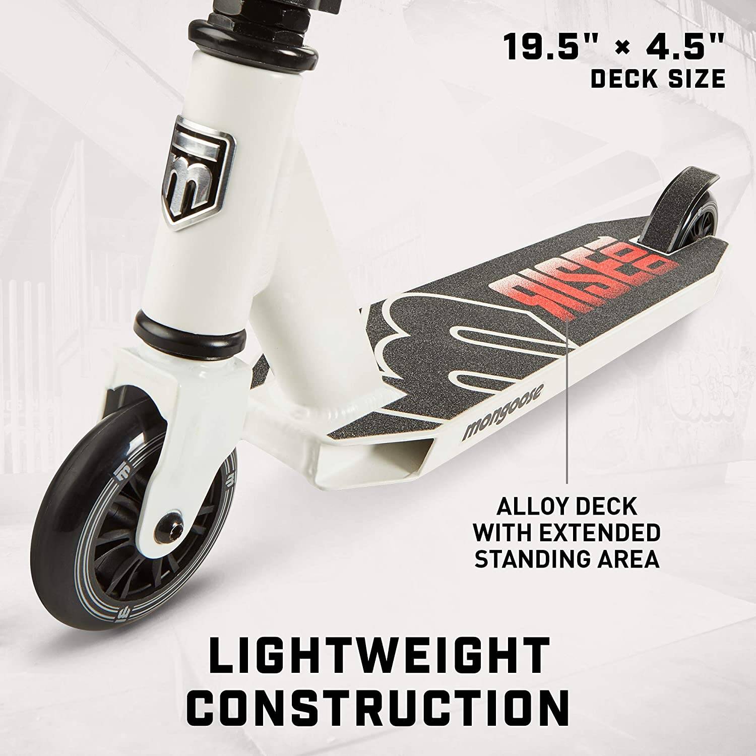 Mongoose Rise 100 Freestyle Stunt Scooter - White/Red