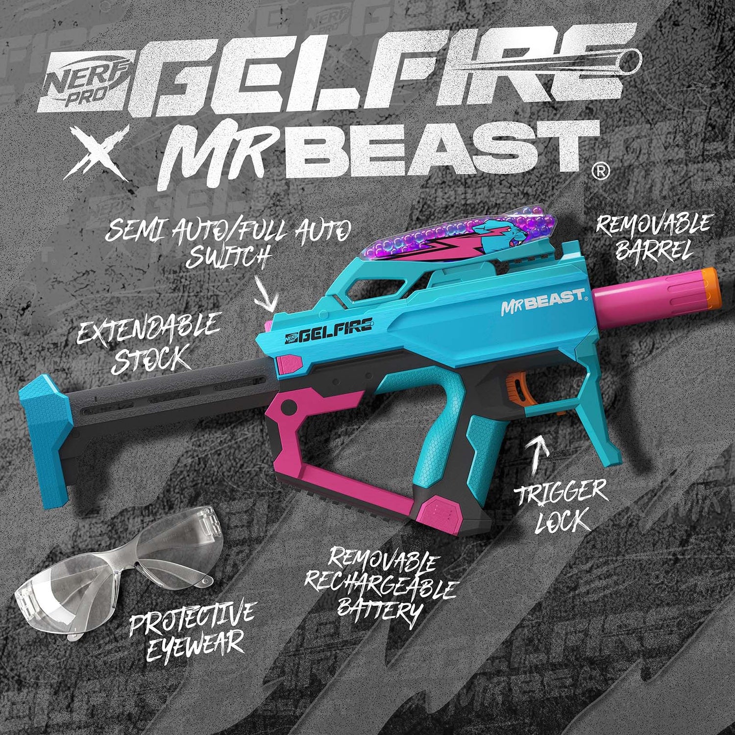 Nerf Pro x Mr Beast Gelfire Mythic Blaster
