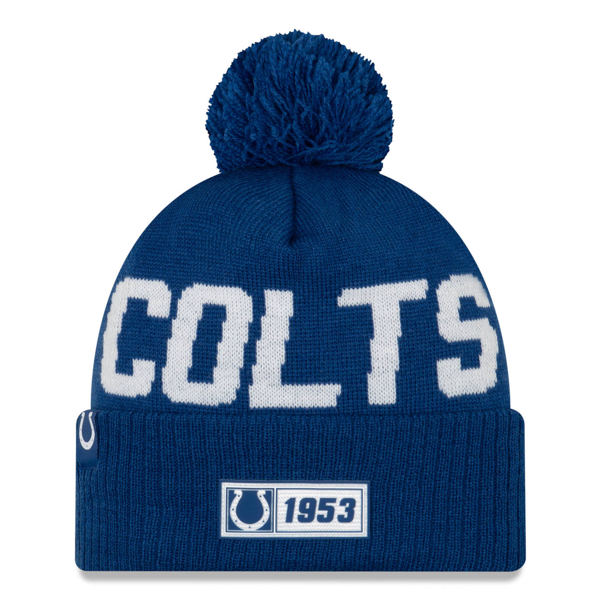 New Era Indianapolis Colts NFL 2019 Sideline Road Beanie - Song Bird Blue