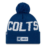 New Era Indianapolis Colts NFL 2019 Sideline Road Beanie - Song Bird Blue