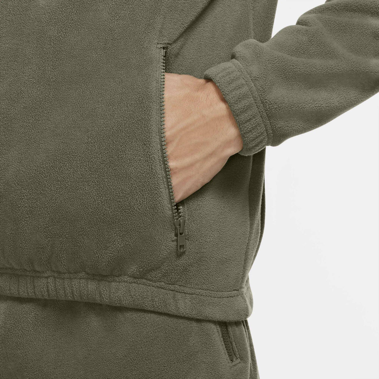 Nike SB Quarter Zip Novelty Hoodie - Medium Olive/Stone/Stone/Electro Orange