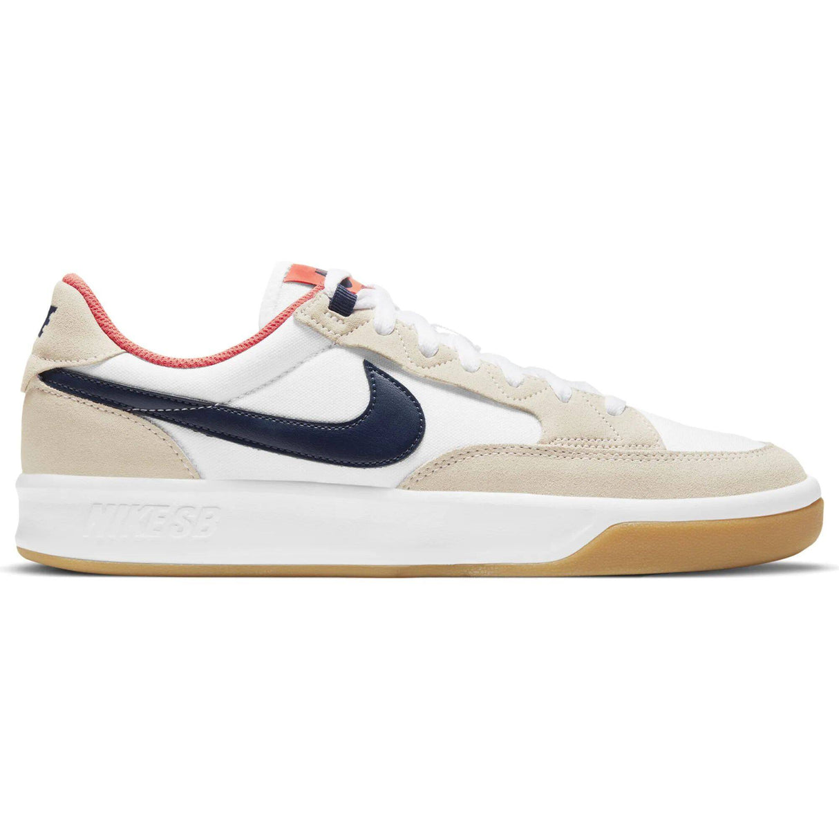 Nike SB Adversary Premium Skate Shoes - White/Midnight Navy-Turf Orange