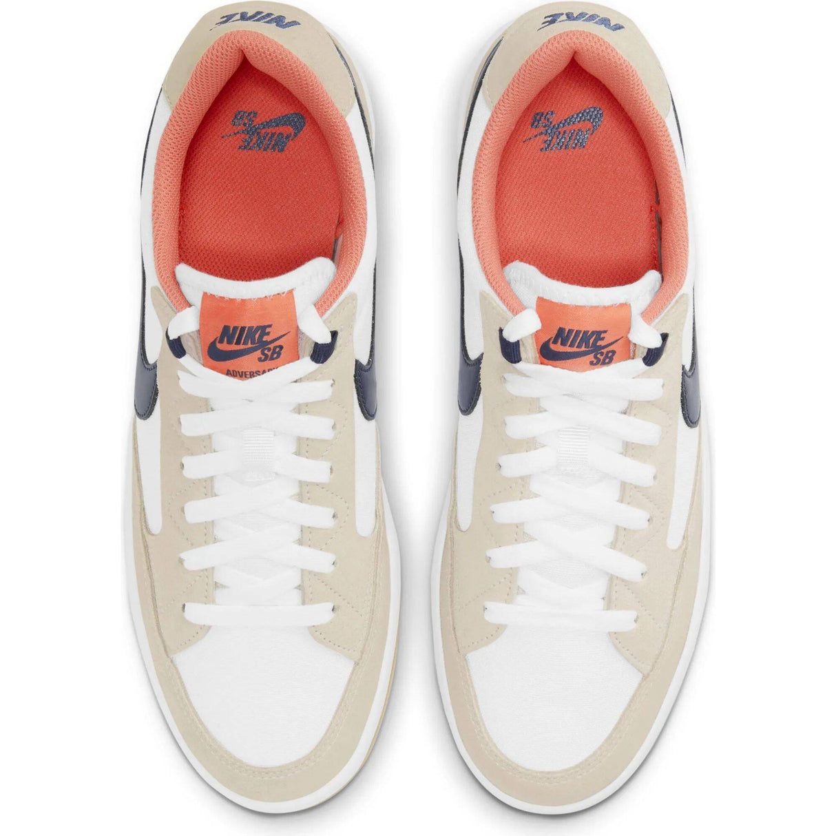 Nike SB Adversary Premium Skate Shoes - White/Midnight Navy-Turf Orange