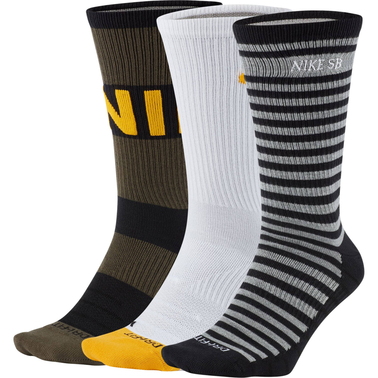 Nike SB Everday Max Lightweight Crew Socks - Multi-Colour (3 Pack) Lrg