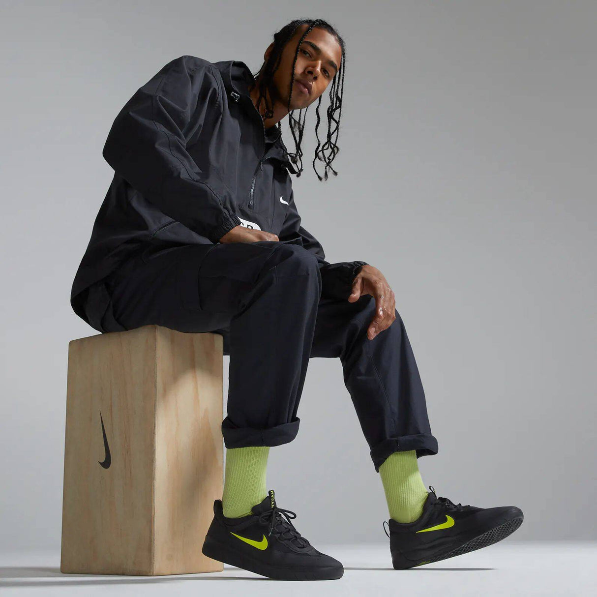 Nike SB Nyjah Free 2.0 Skate Shoes - Black/Cyber-Black-Black