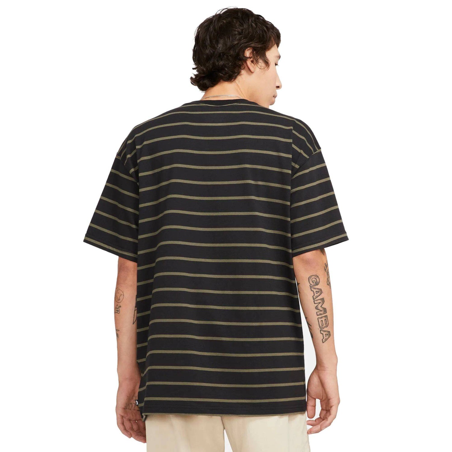 Nike SB Yarn Dye Striped T Shirt - Black/Cargo Khaki