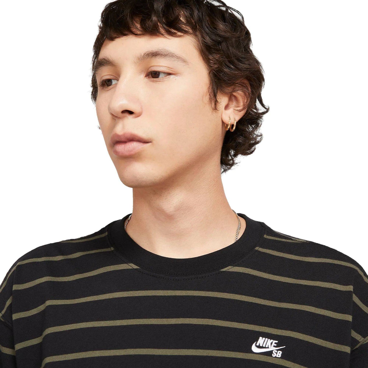 Nike SB Yarn Dye Striped T Shirt - Black/Cargo Khaki