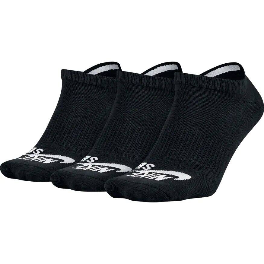 Nike SB Essential No Show Socks - Black/White Lrg