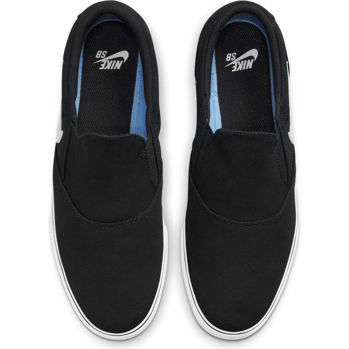 Nike SB Chron 2 Slip Skate Shoes - Black/White-Black-Black
