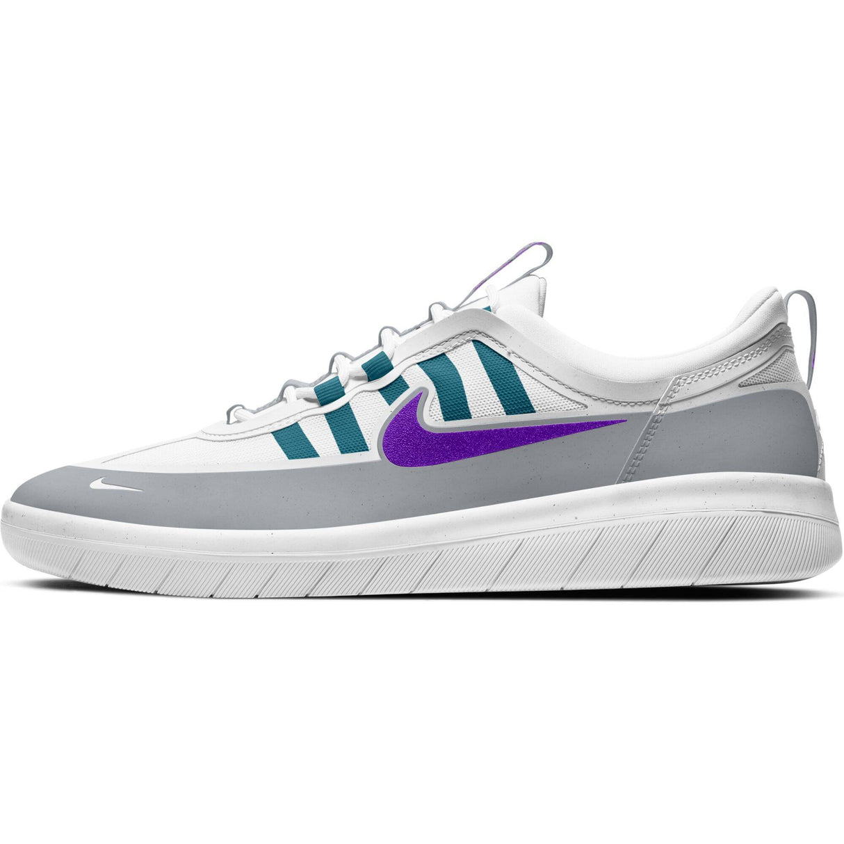 Nike SB Nyjah Free 2 Skate Shoes - Wof Grey/Fierce Purple-Bright Spruce