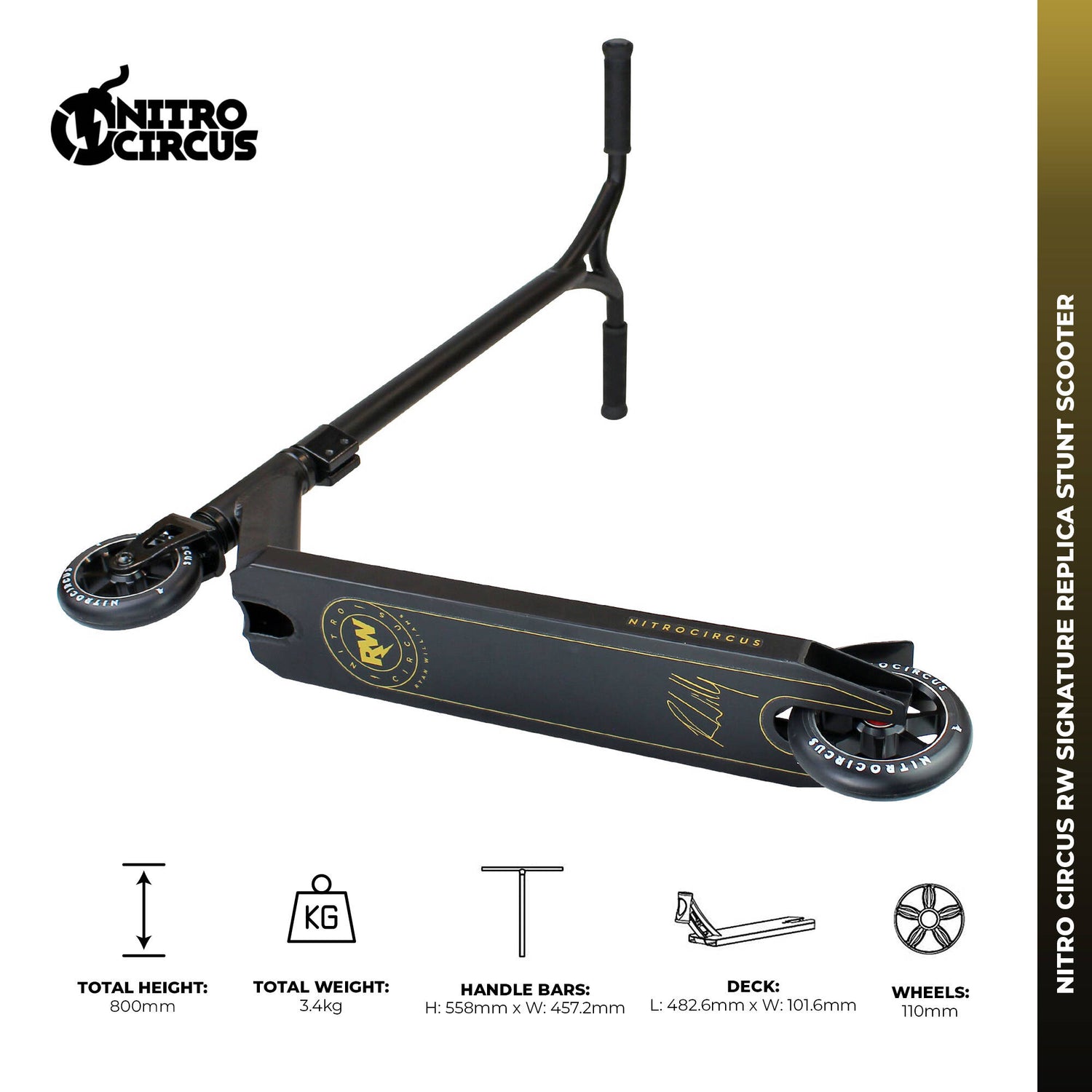 Nitro Circus RW Signature REPLICA Stunt Scooter - Satin Black/Gloss Black/Satin Black