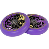 Oath Bermuda Alloy Core 110mm Scooter Wheels (Pair) - Black/Purple/Yellow