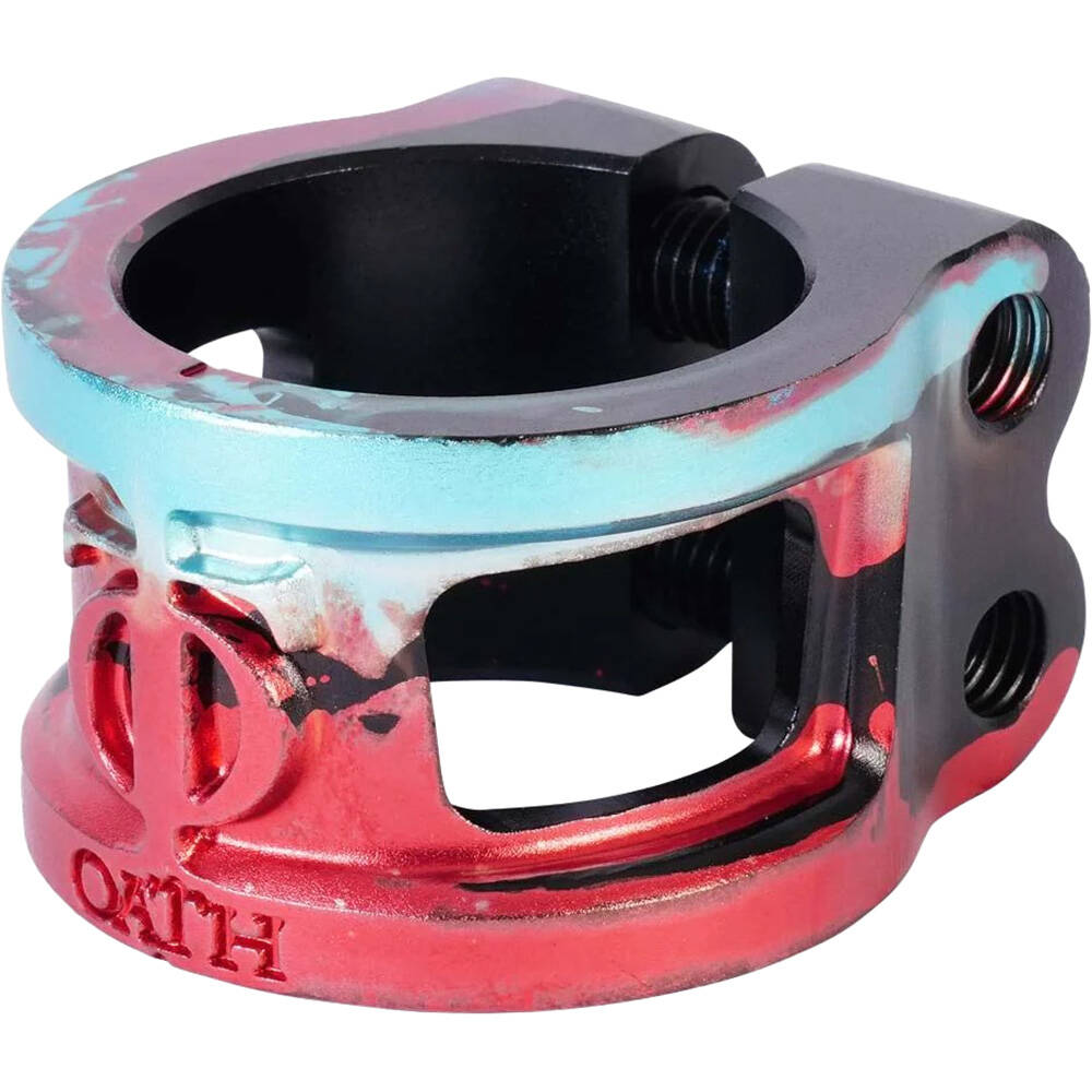 Oath Cage V2 HIC/IHC Scooter Collar Clamp - Black/Teal/Red