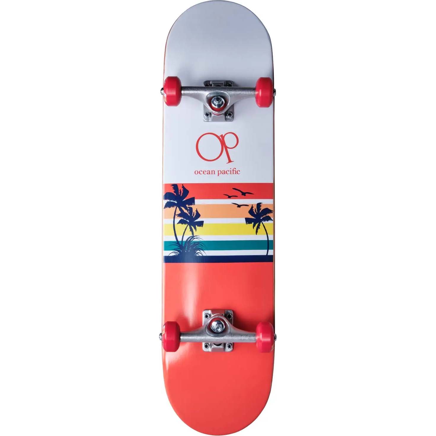 Ocean Pacific Sunset Complete Skateboard - White/Red 8"