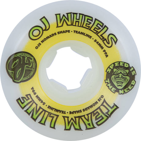 OJ Team Hardline 99a Skateboard Wheels - White 54mm
