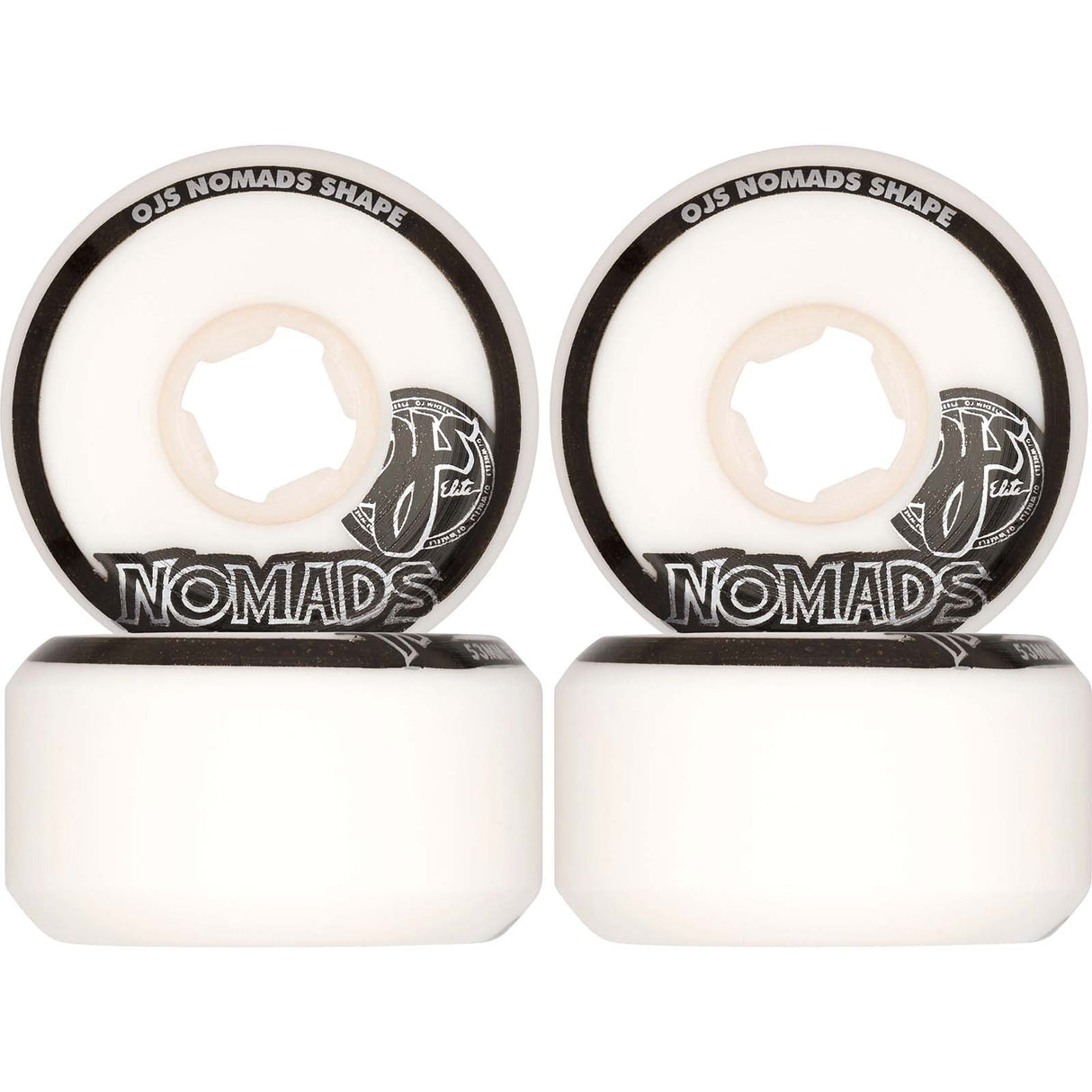 OJ Elite Nomads 95A Skateboard Wheels - Black/White 53mm