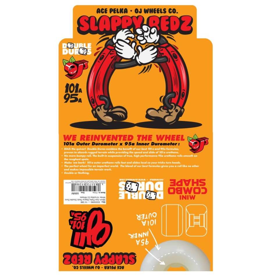 OJ Double Duro Ace Pelka Slappy Skateboard Wheels - White 58mm