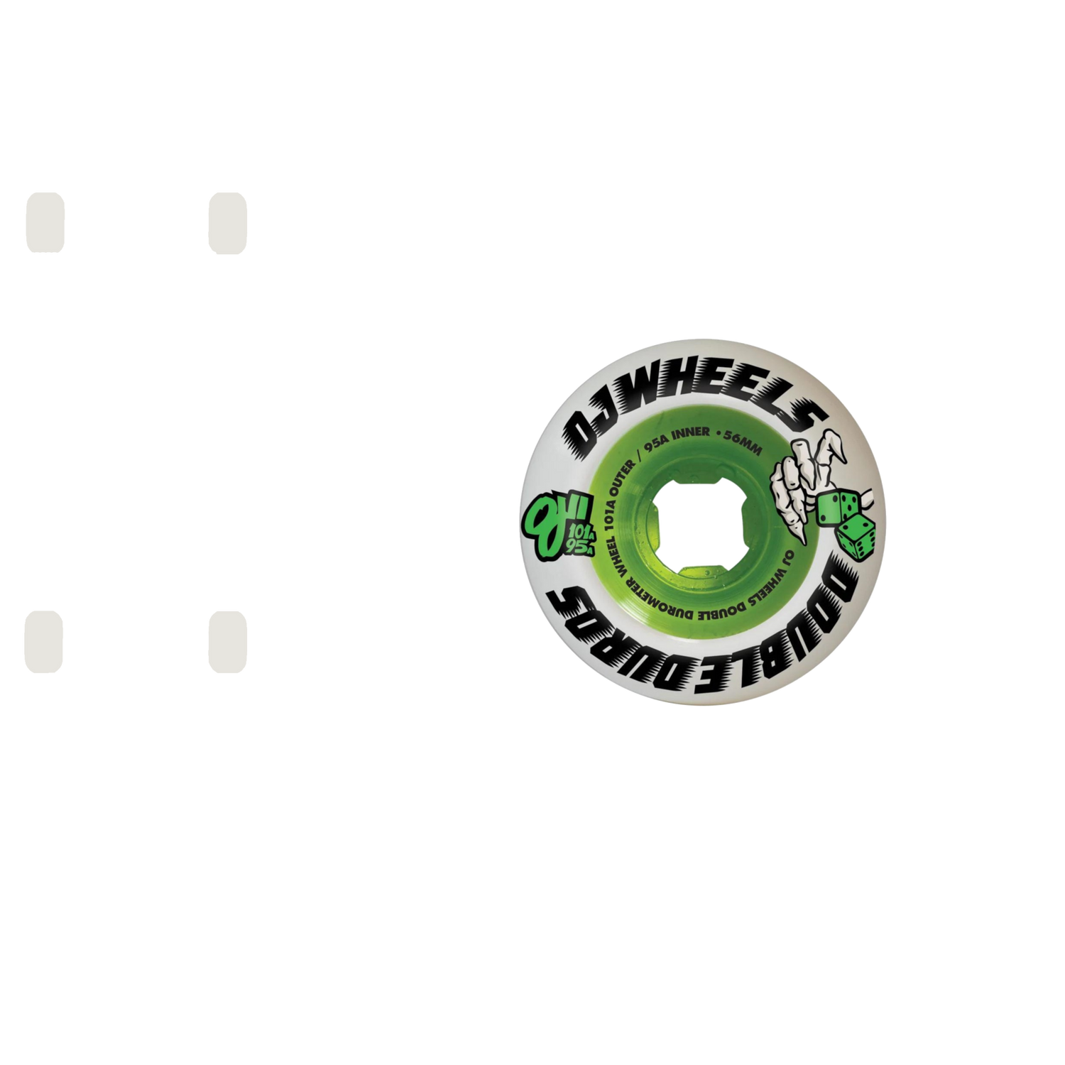 OJ Double Duro Skateboard Wheels - White/Green 56mm
