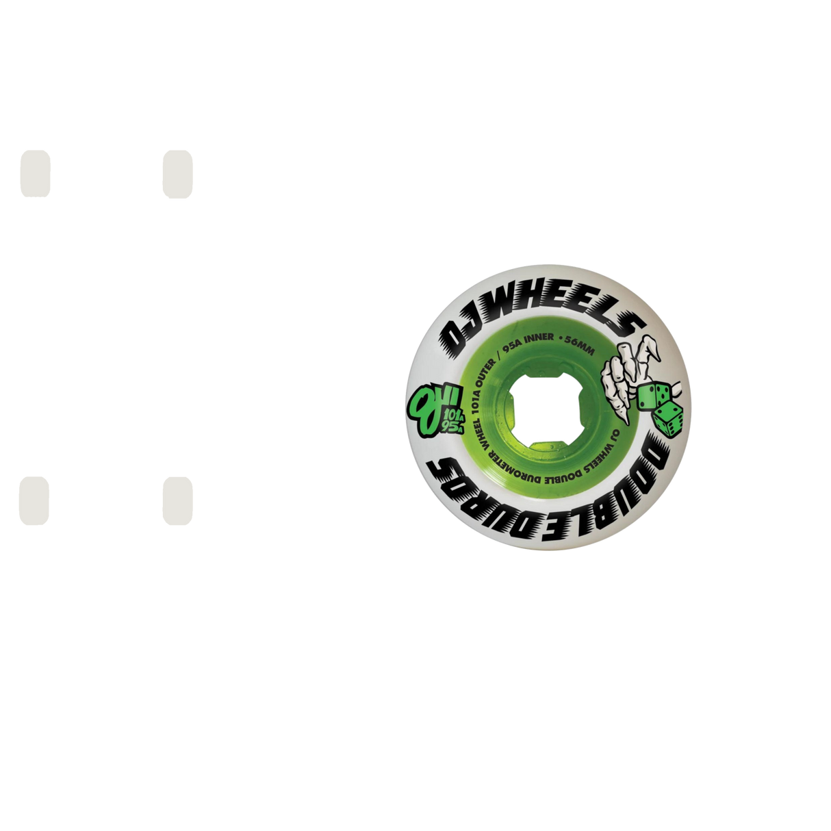 OJ Double Duro Skateboard Wheels - White/Green 56mm