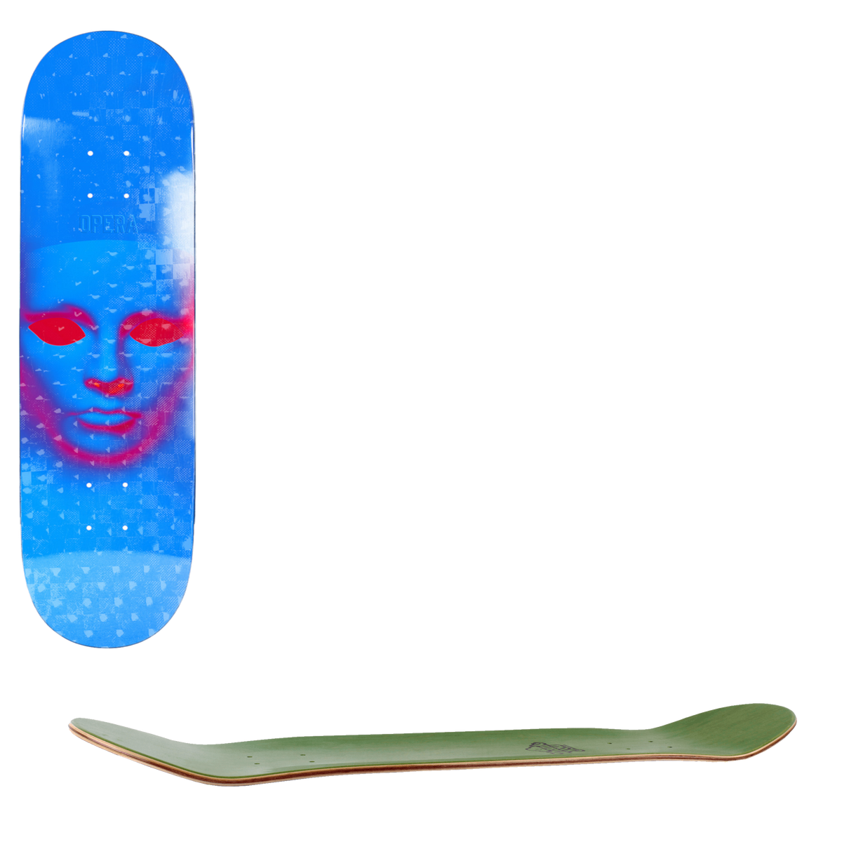 Opera Face Skateboard Deck - Holographic Blue 8.25"