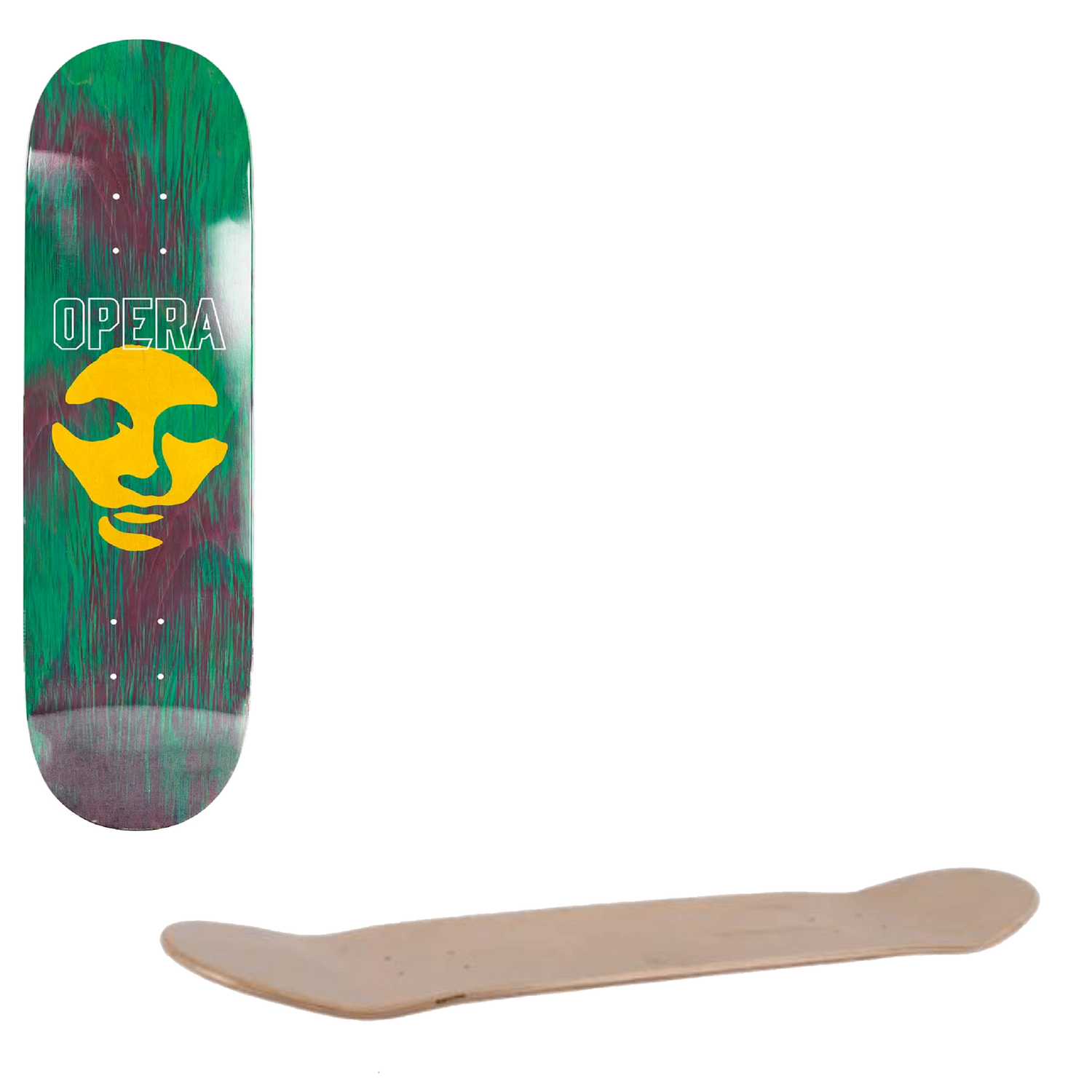 Opera Cut Mask Skateboard Deck - Green 8.75"