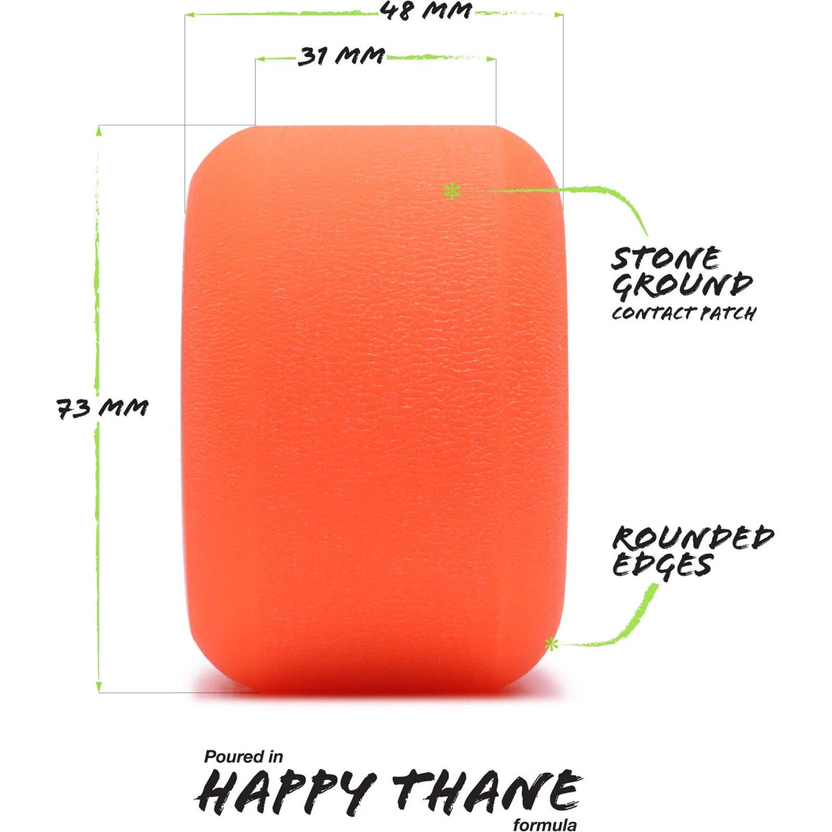Orangatang Beefcake 73mm Longboard Wheels (Pack Of 4) - Orange 80a