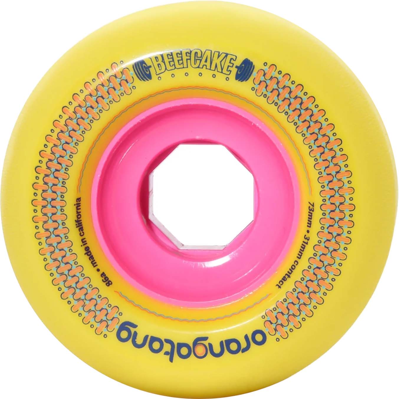Orangatang Beefcake 73mm Longboard Wheels (Pack Of 4) - Yellow 86a