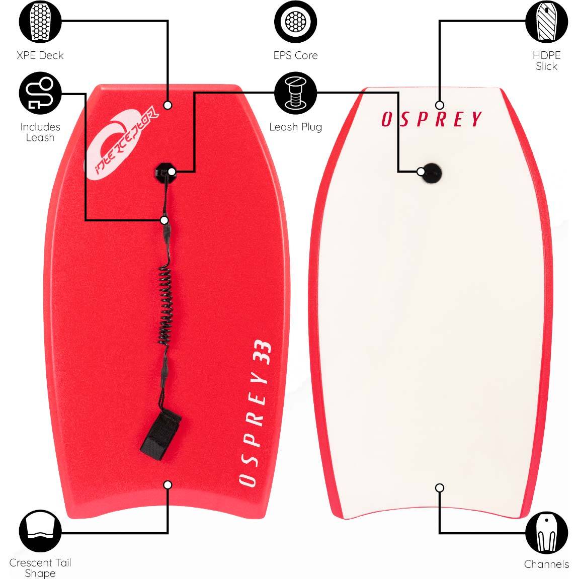 Osprey Interceptor Bodyboard - Red 33"