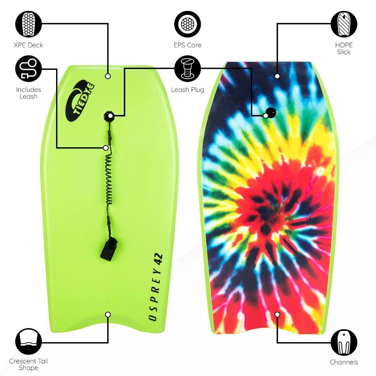 Osprey Tie Dye Bodyboard - Green 42"
