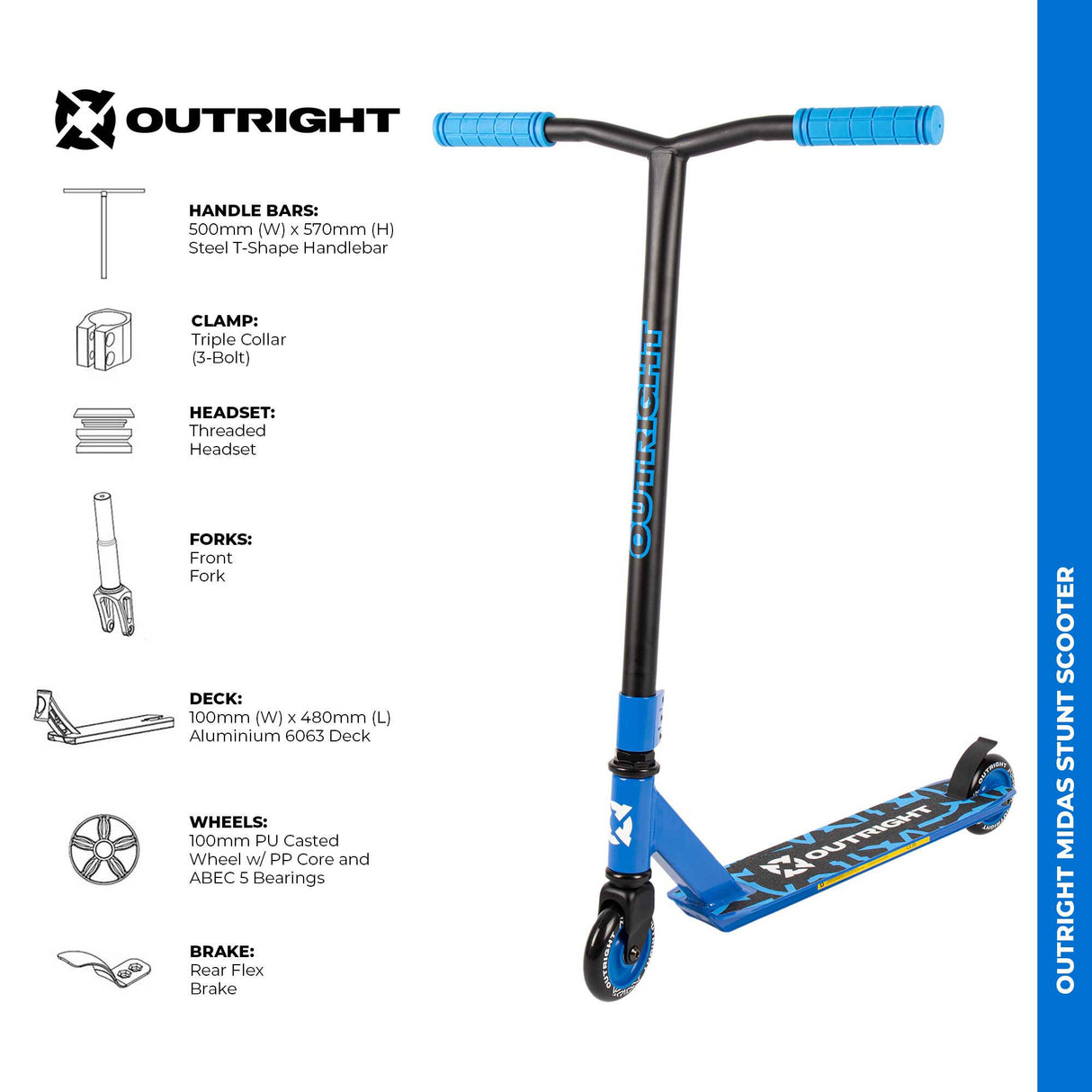 Outright Midas Stunt Scooter - Blue