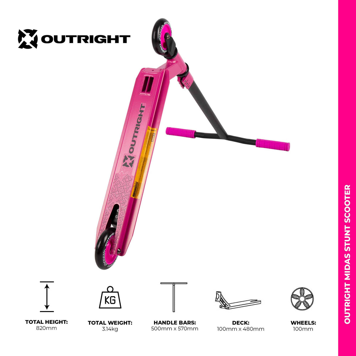 Outright Midas Stunt Scooter - Hot Pink