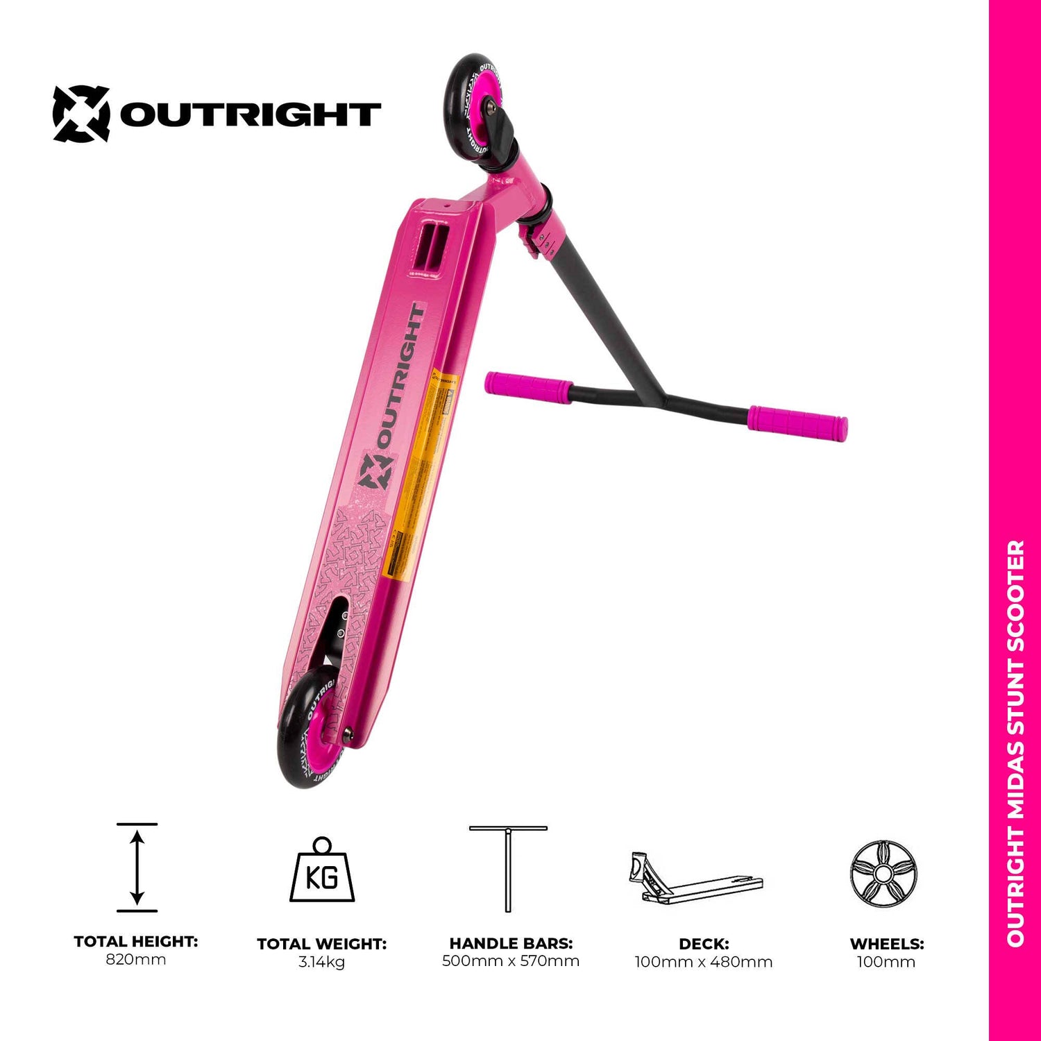 Outright Midas Stunt Scooter - Hot Pink
