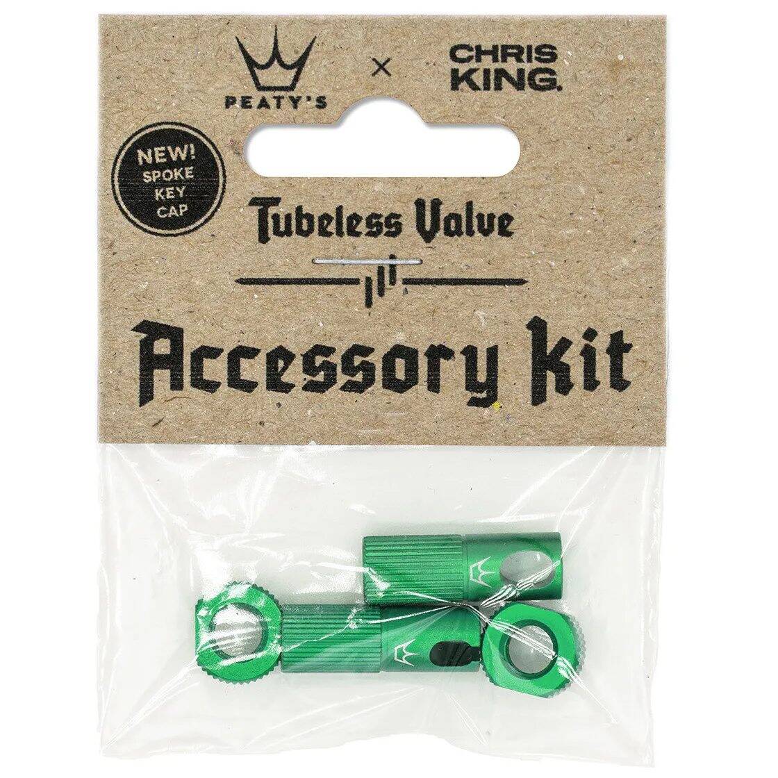 Peatys x Chris King (MK2) Tubeless Valves Accessory Kit - Emerald
