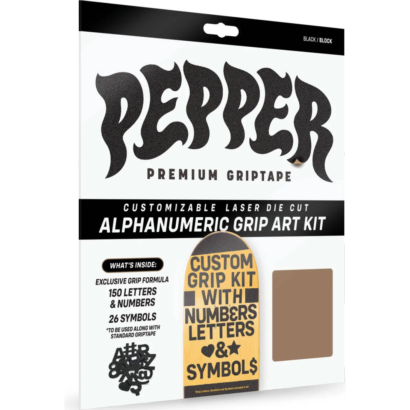 Pepper Alphanumeric Custom Skateboard Grip Kit - Black