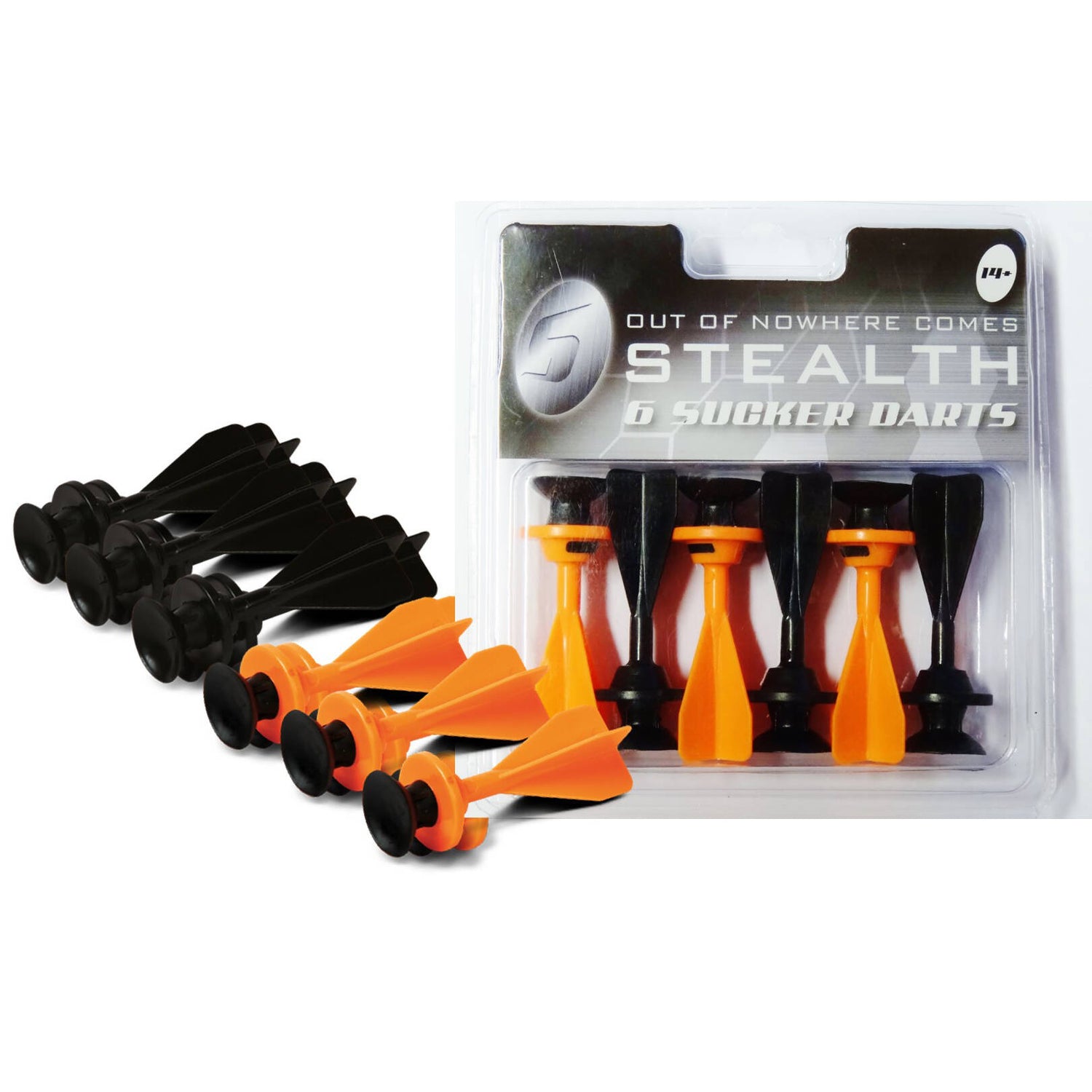 Petron Stealth Toy Darts (Pack of 6) - Black/Orange