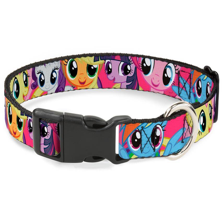 Plastic Clip Collar -Ponies CLOSE-UP - L 15-26''