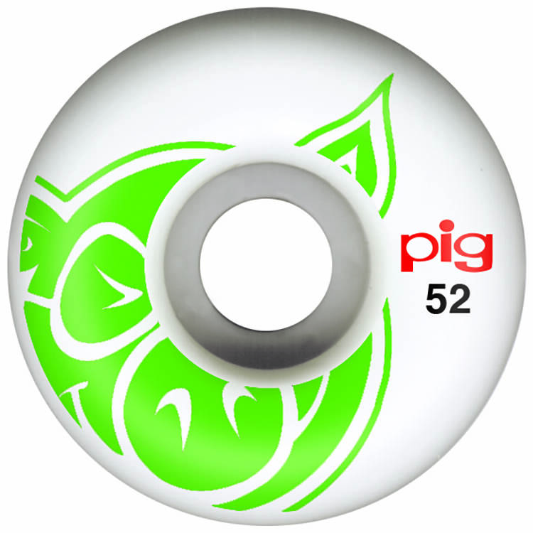 Pig Skateboard Wheels - Pig Head Green 52mm