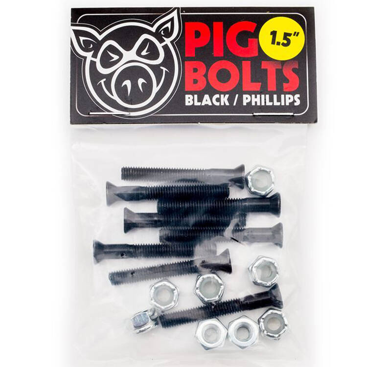 Pig Wheels Phillips Skateboard Truck Bolts Black - 1.5"