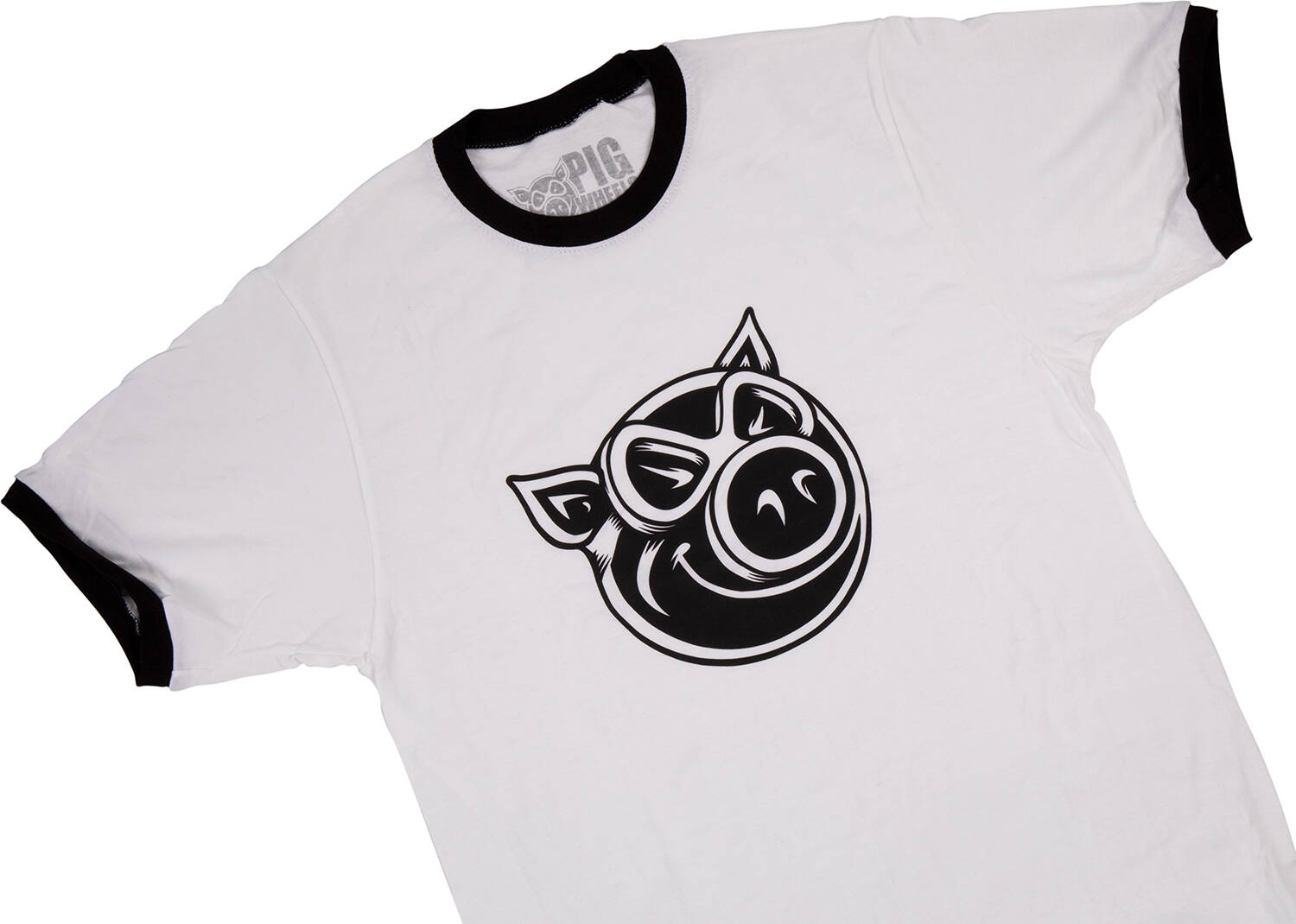 Pig Wheels 3D Pig Ringer T Shirt - White/Black